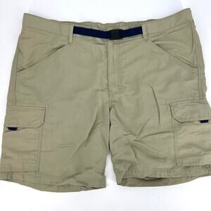 Lands' End Mens Belted Khaki Cargo Shorts Size 2XLT